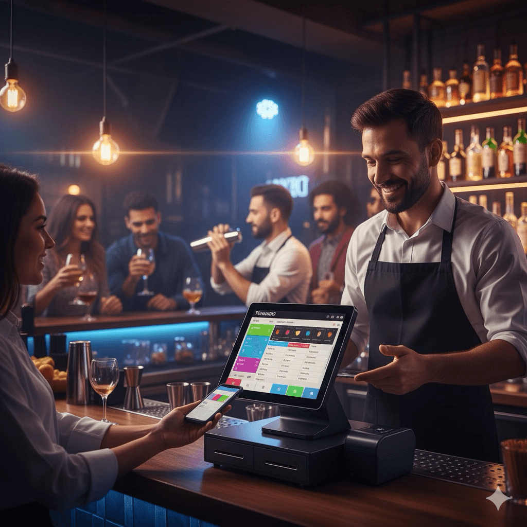 Upscale bar with extensive liquor collection and ambient lighting